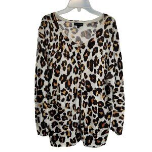The Limited Womens Cheetah Print Cardigan Button Up Multicolor Size Large